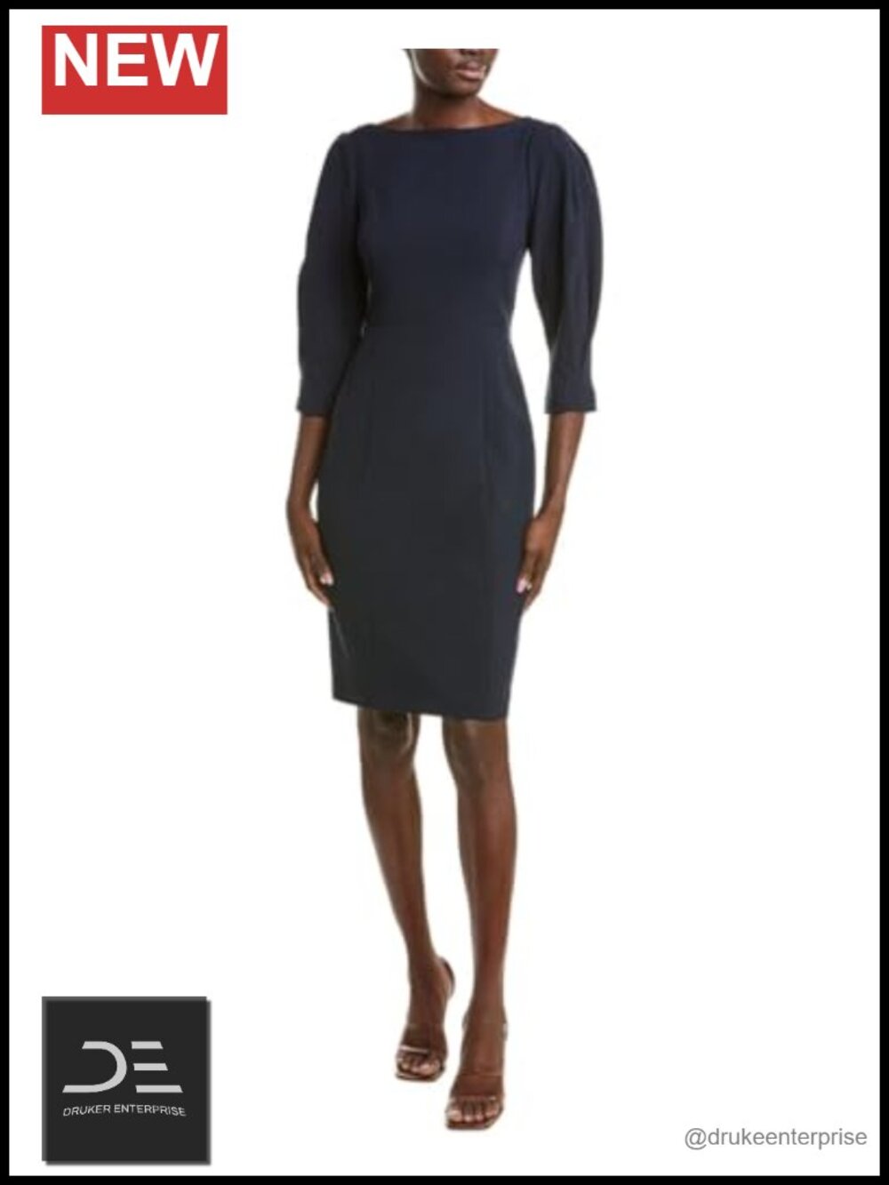 Eliza J Sheath Dress 3/4 Sleeve Boat Neck Knee Length Business Casual